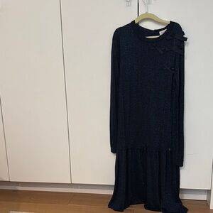 Lili Gaufrette Black Tiered Long Sleeve Dress